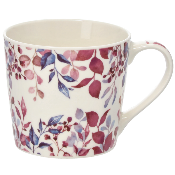 KUBEK PORCELANOWY 400 ML LISTKI MIX KOLOR opak=12szt *7901