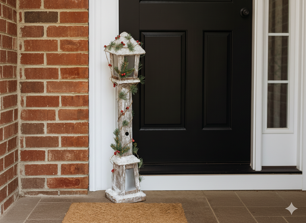 CHRISTMAS WOODEN LED LANTERN 16 x 16 x 85 CM