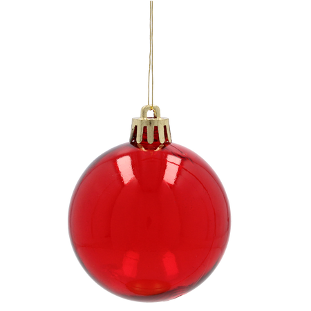 SET OF 6 BAUBLES 6 CM RED/GREEN/WHITE