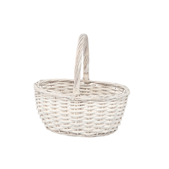 VÁNOČNÍ KOŠÍK 27 x 21 x 13 CM S RUKOJETÍ - BÍLÝ *9463