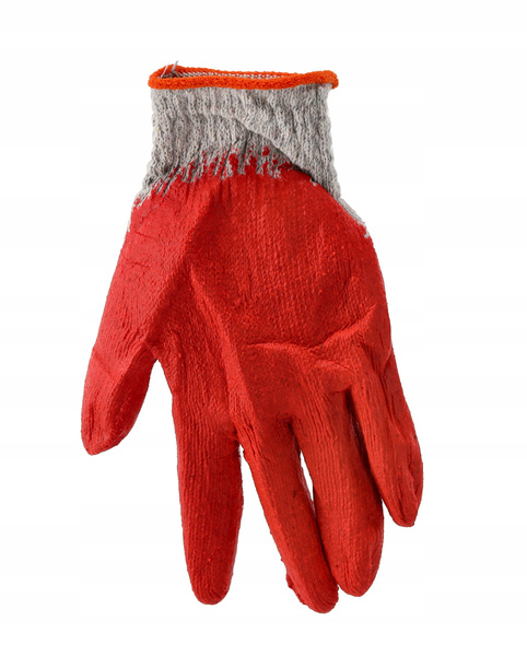 SET OF 10 GARDEN GLOVES RED/BLUE LATEX COATED