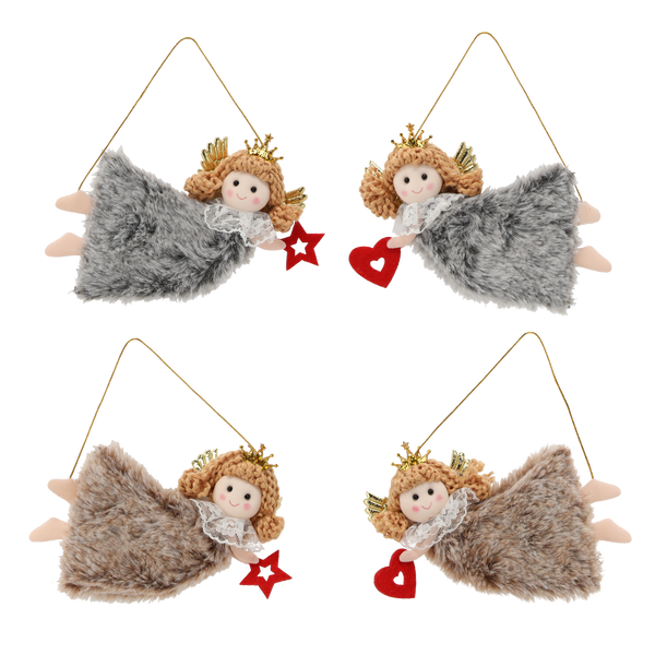 CHRISTMAS DECORATION ANGEL BROWN/GRAY 14.5 X 8 CM pack=12pcs