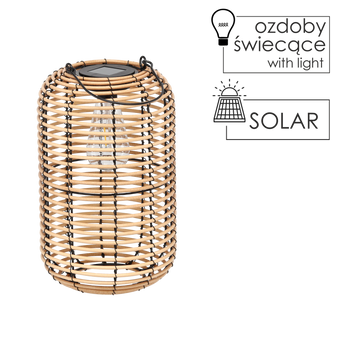 LAMPION SOLARNY  METALOWY - BEŻOWY 32 CM *8921