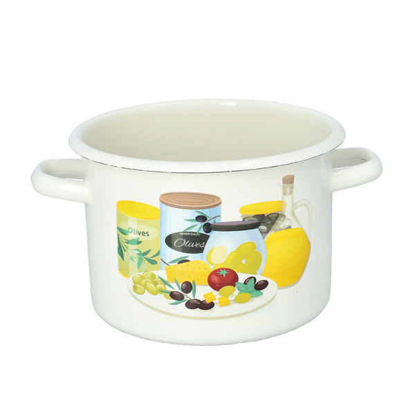 ENAMEL POT 3 L 18 CM CREAM OLIVE