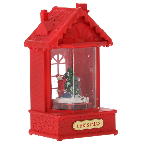 ŚWIĄTECZNY LAMPION 12 x 9 x 19,5 CM Z WKŁADEM LED POZYTYWKA - DOMEK CZERWONY *3850