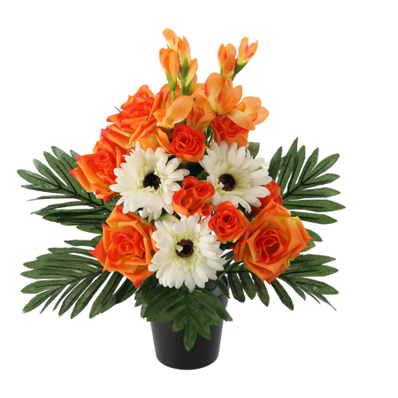 UMĚLÝ KVĚTINOVÝ VĚNEC V KVĚTINÁČI 43 CM MIX BARVY *2928