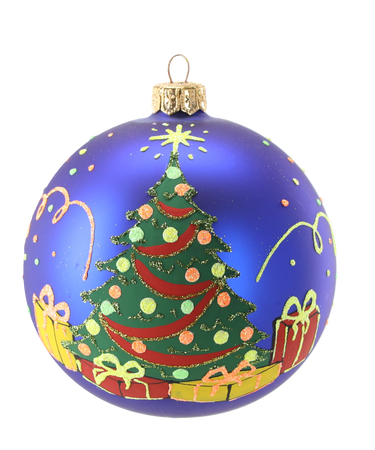 NAVY BLUE GLASS CHRISTMAS BAUBLE 10 CM