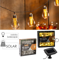 LANTERNĂ SOLARĂ PENTRU GRĂDINĂ LUNGIME 2 + 1,8 M HEMMA 10 LED ALB CALD BOMBĂ BIG *3606