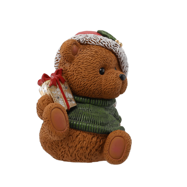 FIGURKA BOŽÍHO NAROZENÍ - MEDVÍDEK S DÁRKEM 28 X 22,5 X 29 CM LED *1056