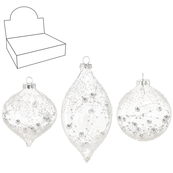 GLASS ORNAMENT - TRANSLUCENT DECORATED MIXED PATTERNS