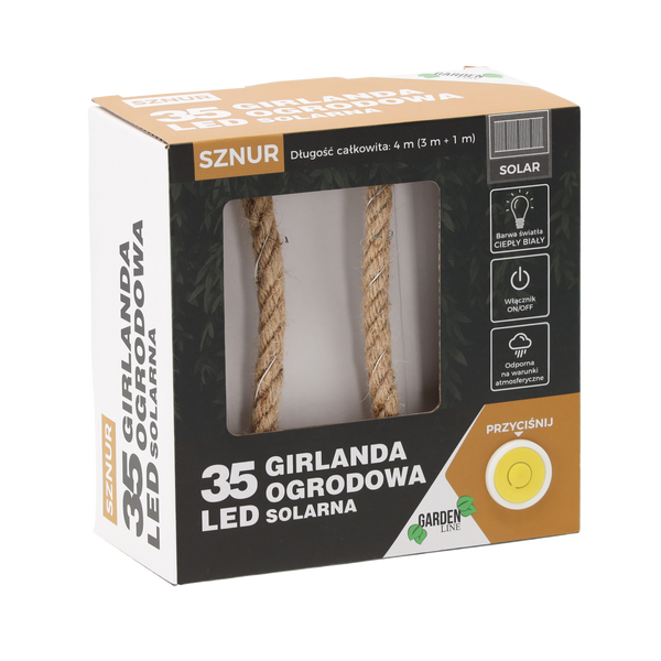 GARLANDA SOLARĂ DECORATIVĂ LUNGIME 1 + 3 M SIRET 35 LED ALB CALD *6056