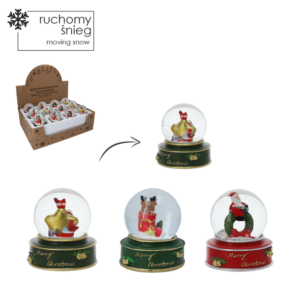 CHRISTMAS SNOW GLOBE - SANTA/STAR/REINDEER