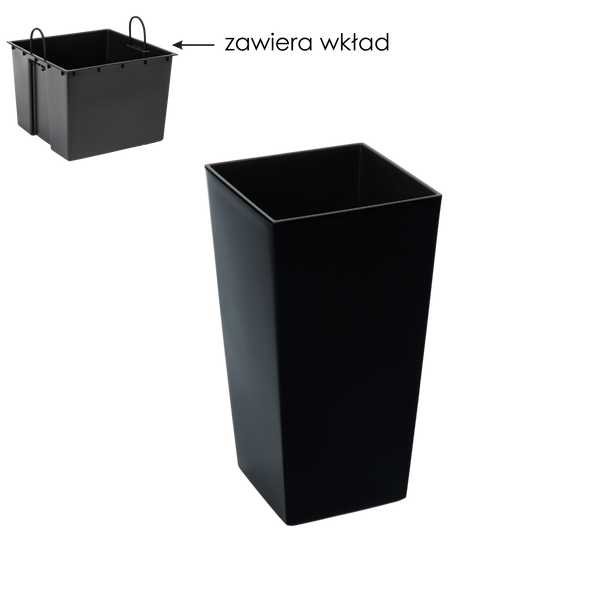 KRYT NA KVETY FINEZJA 190X190 MM S VNÚTROM – ČIERNY*45327