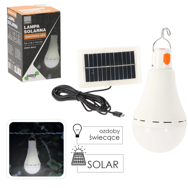 SOLÁRNÍ LAMPA 7,6 x 7,6 x 14,6 CM LED ŽÁROVKA STUDENÁ BÍLÁ *6155