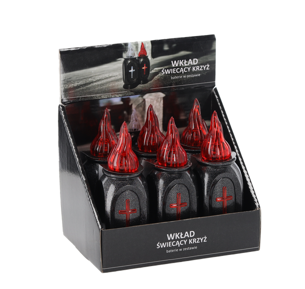 WKŁAD LED VASO ŚWIECĄCY KRZYŻ GRANIT+CZERWONY*2334