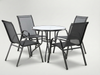 ZESTAW MEBLI OGRODOWYCH - 4 KRZESŁA + OKRĄGŁY STOLIK - CZARNY