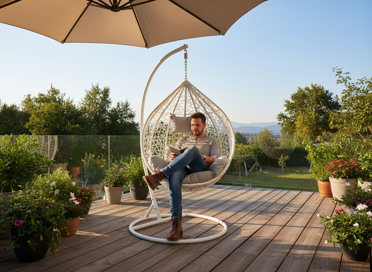 FOTEL WISZĄCY BIAŁY, PODUSZKA - SZARA, RAMA -  BIAŁA 118X107XD68CM *1029 pol_pl_FOTEL-WISZACY-BIALY-PODUSZKA-SZARA-RAMA-BIALA-118X107XD68CM-1029-2352_4