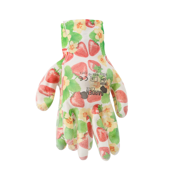 GARDEN GLOVES "7" PATTERN, POLYESTER WITH POLYURETHANE PACKET=12