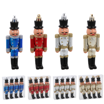 SADA 4 OZDOB BOŽÍHO NAROZENÍ - OŘECHOVÝ DĚDEK 12 CM *7555