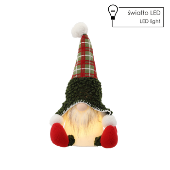 CHRISTMAS GNOME SITTING GREEN 22 X 17 X 34 CM