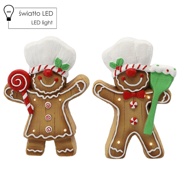 FIGURINE OF THE NATIVITY - GINGERBREAD MAN BOY/GIRL 25 X 9.5 X 35.5 CM LED