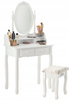 TOALETKA BIAŁA KOSMETYCZNA Z LUSTREM + TABORET *3992
