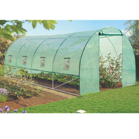 TUNEL DE GRĂDINĂ FOLIAT 4 SEGMENTE 6 x 3 x 2 M VERDE CU OPȚIUNE DE VENTILAȚIE SUPLIMENTARĂ *3934