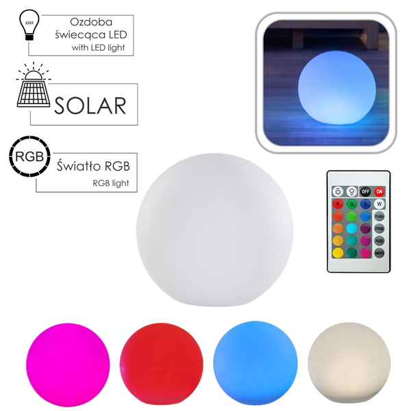 LAMPĂ SOLARĂ BOL BIANCA 30 x 30 x 28 CM MULTICOLOR CU REMOT *4927