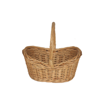 WICKER BASKET 20 x 14 x 10/18 CM WITH HANDLE - NATURAL