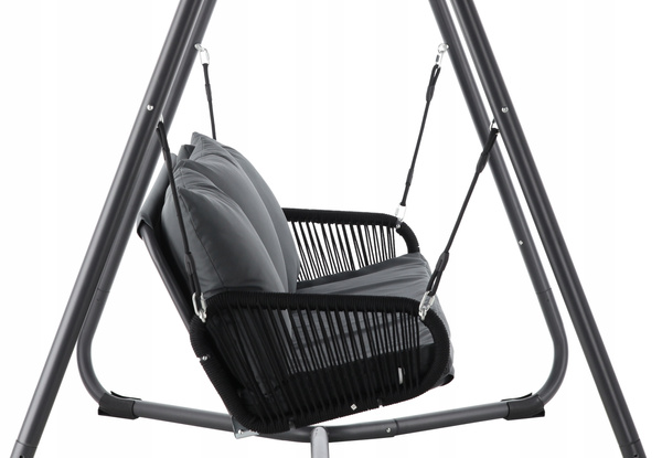 GARDEN SWING WITH WOVEN ARMRESTS 180 X 139 X 185 CM ANTHRACITE PREMIUM