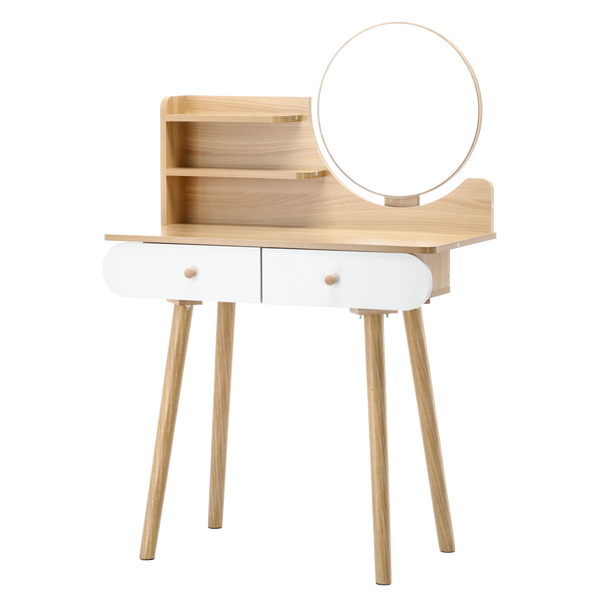 TOALETKA KOSMETYCZNA Z LUSTREM 80 x 40 x 120 CM DREWNIANA/BIAŁA *7865