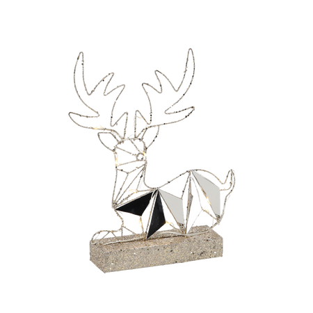 CHRISTMAS DECORATION - LED REINDEER SITTING 38 CM GEOMETRIC