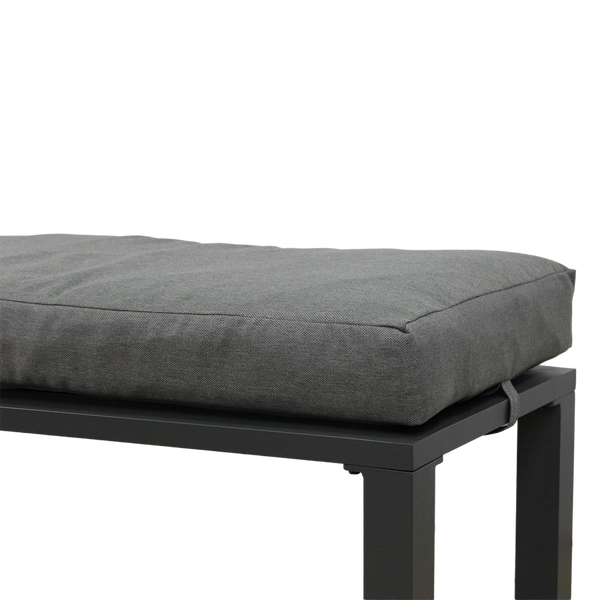 ALUMINUM FURNITURE SET (CORNER SOFA + POUF + TABLE WITH ADJUSTABLE HEIGHT) GREY + GREY CUSHIONS