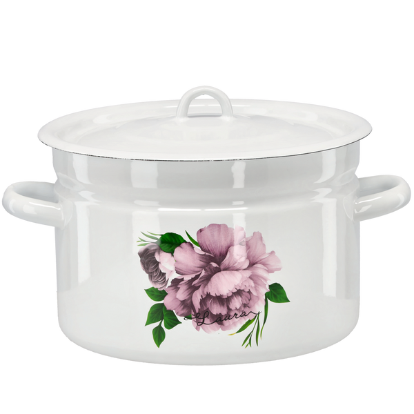 GARNEK EMALIOWANY 9 L 26 CM BIAŁY PIWONIA LAURA Z/P *2639