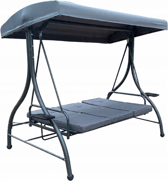 ZÁHRADNÁ HOUPAČKA 194 x 120 x 174 CM ANTRACITOVÁ S PREMIOVOU LEHÁTKOVOU FUNKCIOU *3156