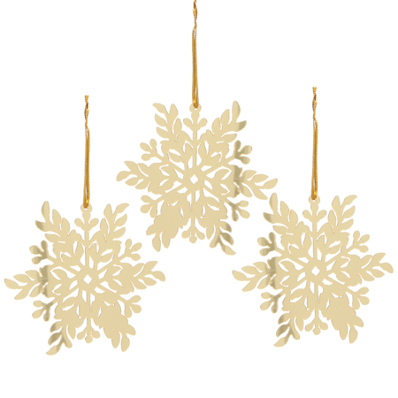 SET 3 DECORAȚII PENTRU BRAZI - FULG DE ZĂPADĂ AURIE 8 x 8 CM ambalaj=48buc *0764