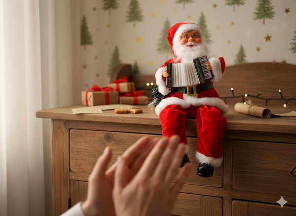 MOȘ NICOLAE CU ACCORDION - CANTĂTOR LED 40,5 CM *6529