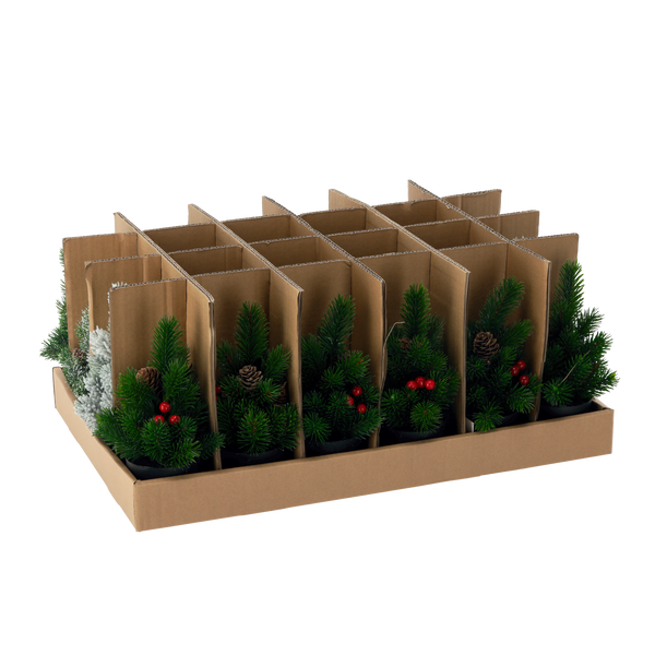 CHRISTMAS TREE 21 CM MIX DESIGNS disp=24pcs pallet=120pcs