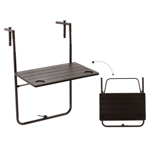 HANGING BALCONY FOLDING TABLE 60 x 64 x 73-78.5-83.5 BROWN *1039