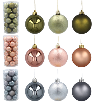 SET OF 30 BAUBLES 6 CM OLIVE/COPPER/GRAPHITE