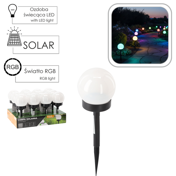 SOLÁRNA LAMPA COLOR SPHERE 10 X 10 X 33 CM displ.12szt *6716