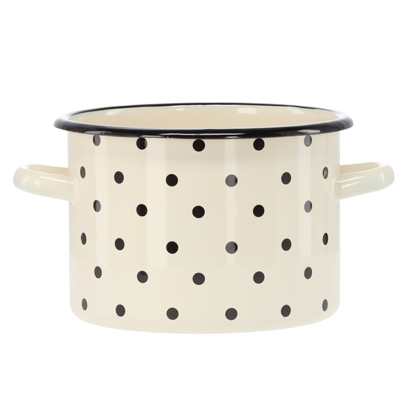 GARNEK EMALIOWANY 3 L 18 CM BIAŁY KROPKI *3400