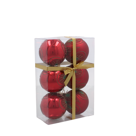 SET DE 6 BILE ROȘII PENTRU CRĂCIUN DE 7 CM MIX DE MODELE *6451