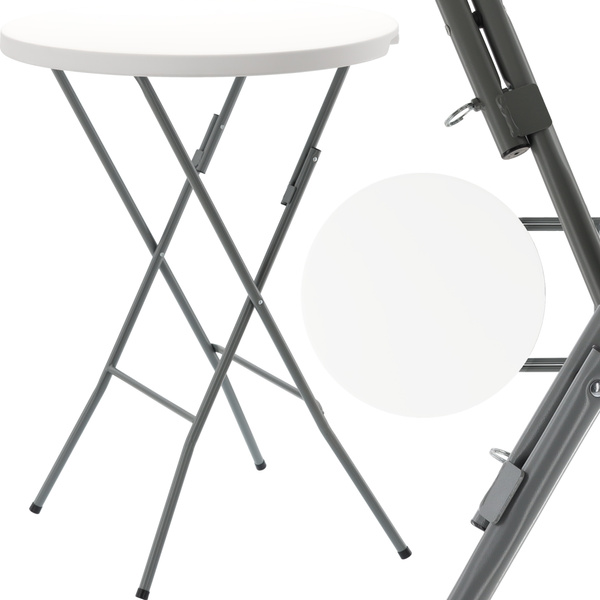 FOLDING CAMPING TABLE DIA80 X H110 CM ROUND WHITE