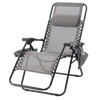 FOLDING GARDEN SUN LOUNGER WITH BASE, POCKET AND HEADREST GREY