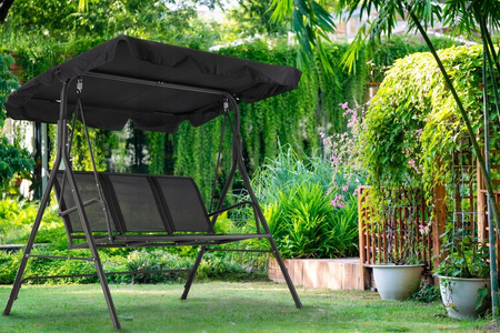 LEAGĂN DE GRĂDINĂ DIN TEXTILENE 170 x 110 x 153 cm NEGRU *3118