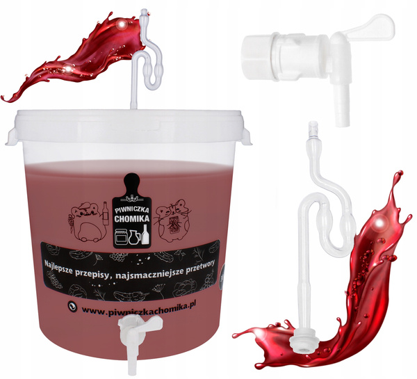 POJEMNIK FERMENTACYJNY 30L Z POKRYWĄ, KRANIKIEM, RURKĄ I USZCZELKĄ *5062