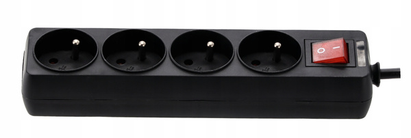 EXTENSION CORD POWER STRIP WITH SWITCH 4 SOCKETS 1.5M BLACK