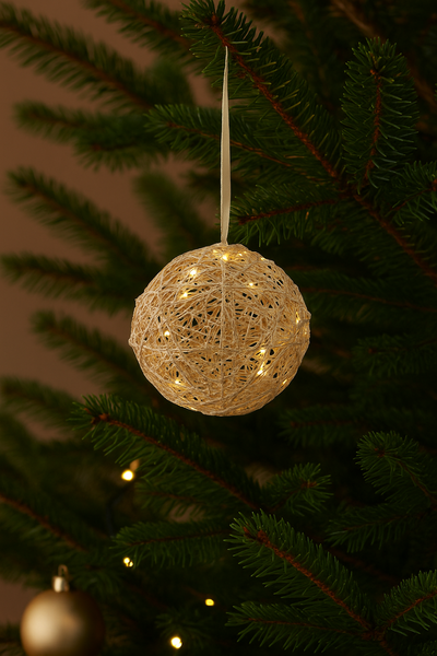 VÁNOČNÍ DEKORACE - LED KULIČKA 15 CM ŠAMPANSKÉ ZLATO *6222