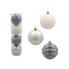 SET OF 4 ORNAMENTS 8 CM IN TUBE CHAMPAGNE/GRAY/WHITE